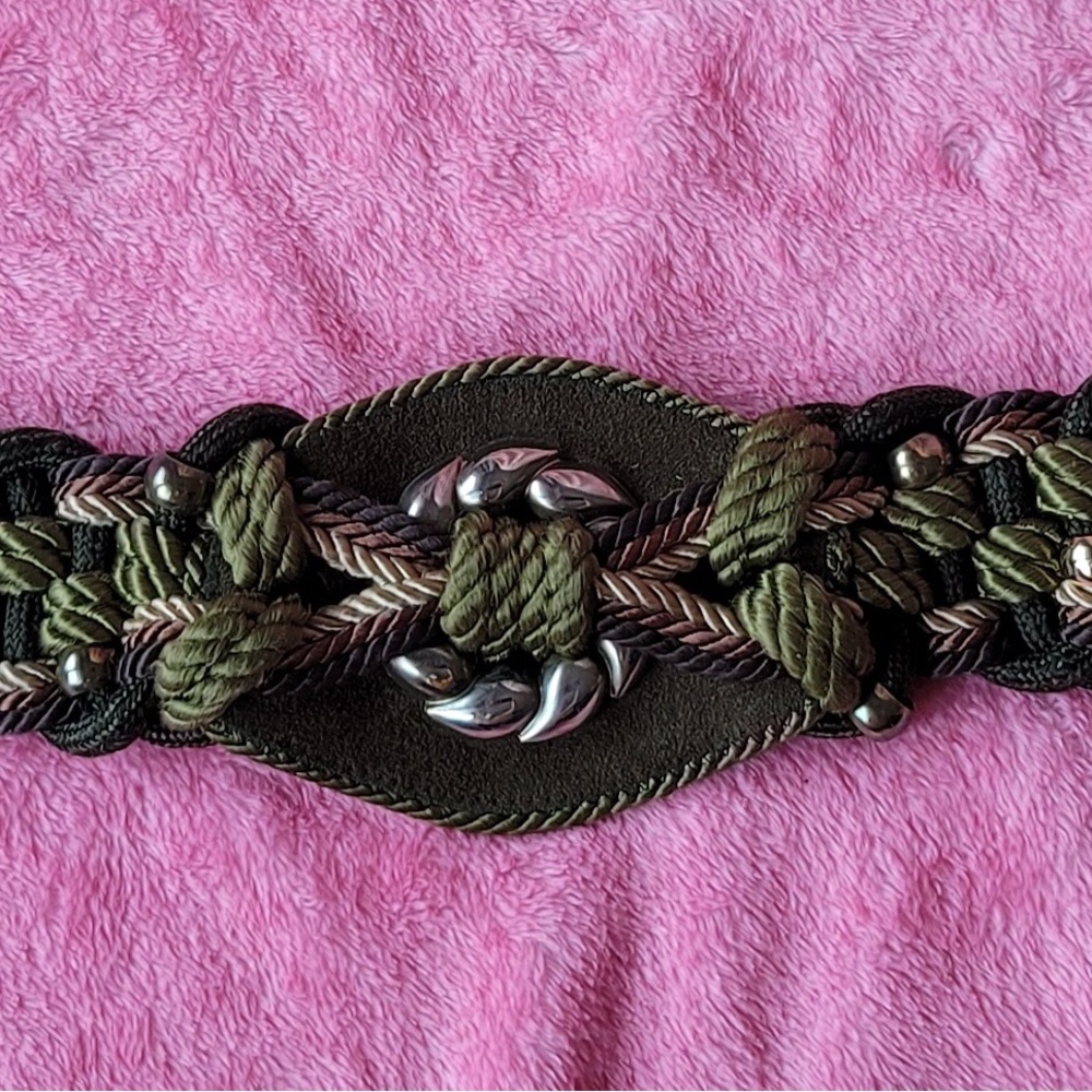 Beautiful green brown and beige suede belt